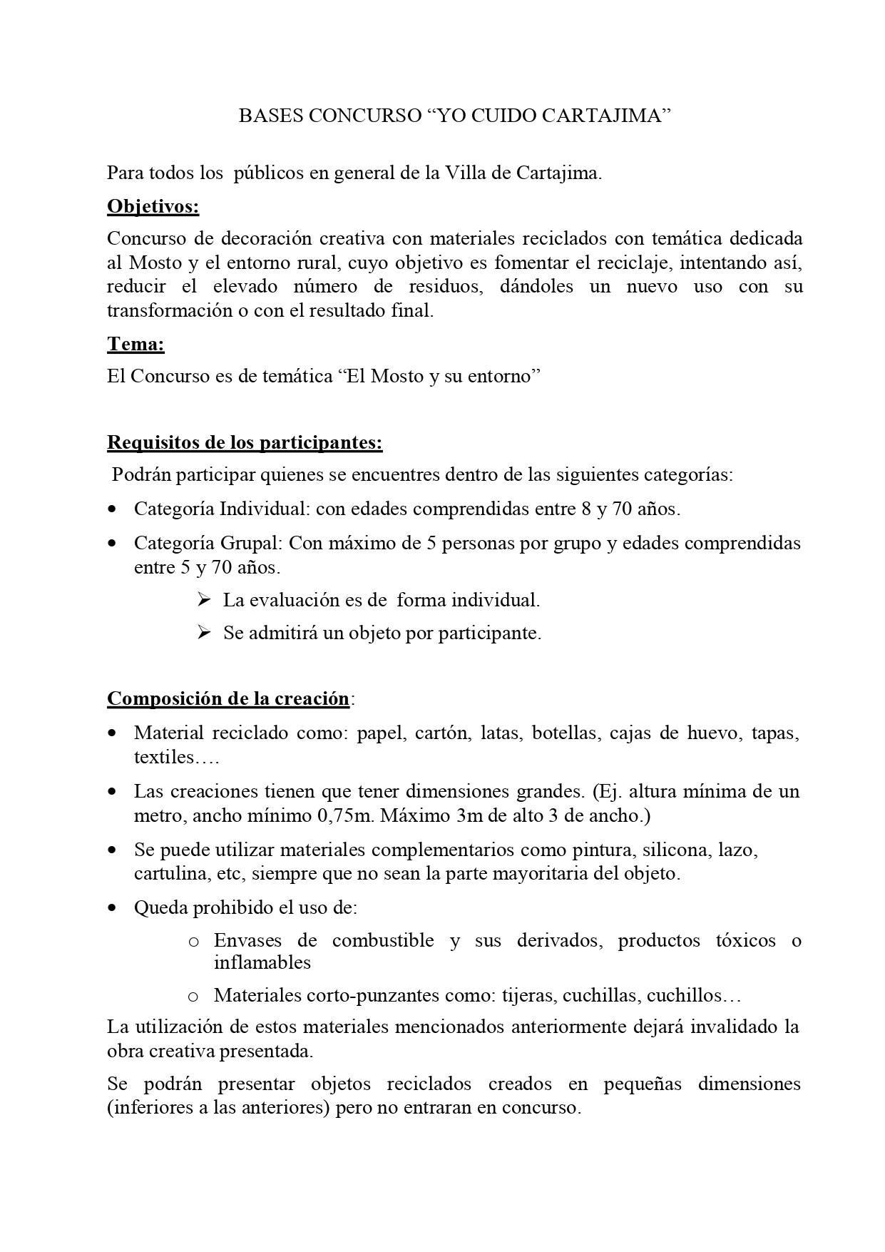 Bases del concurso de decoración creativa