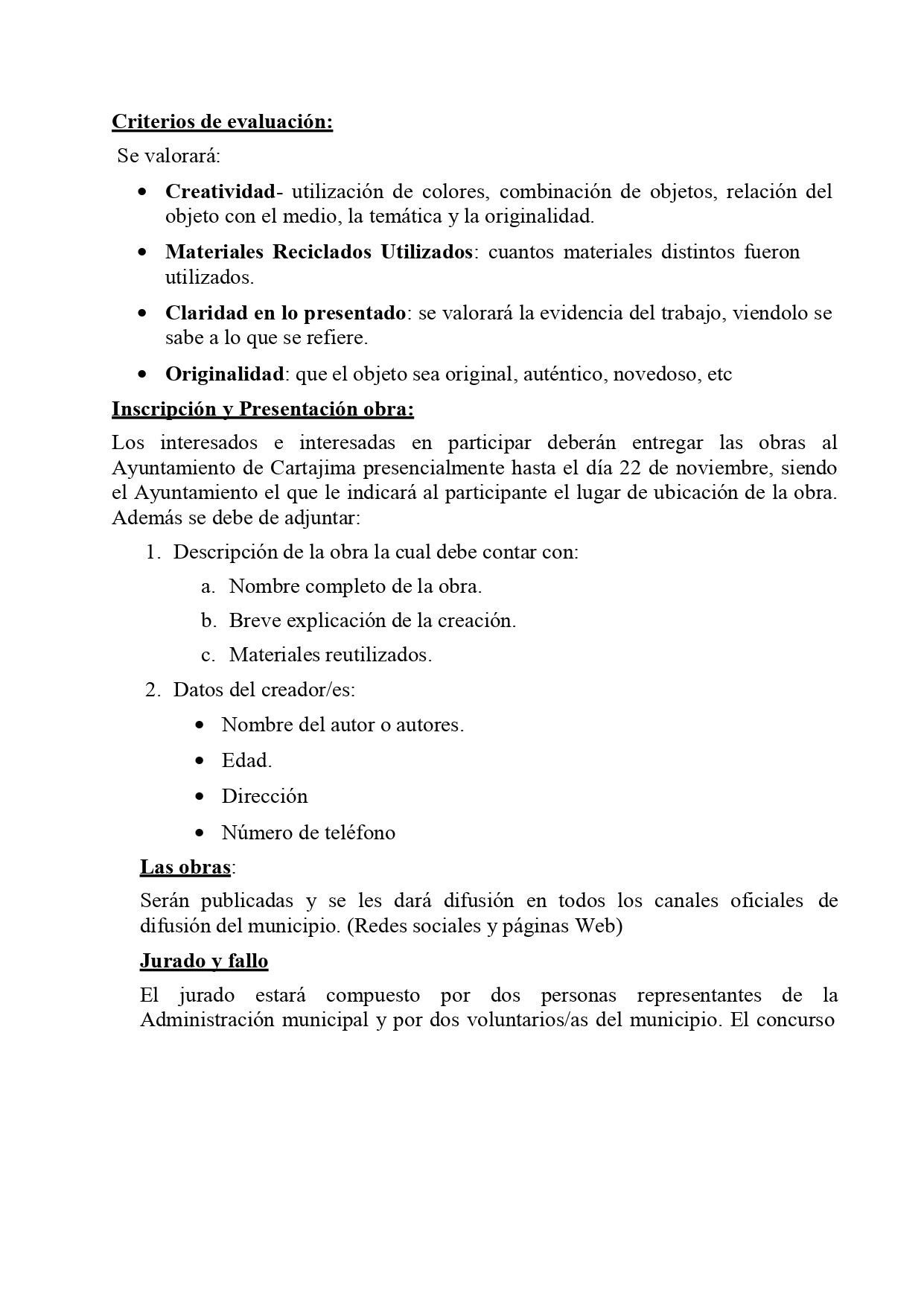 Bases del concurso de decoración creativa